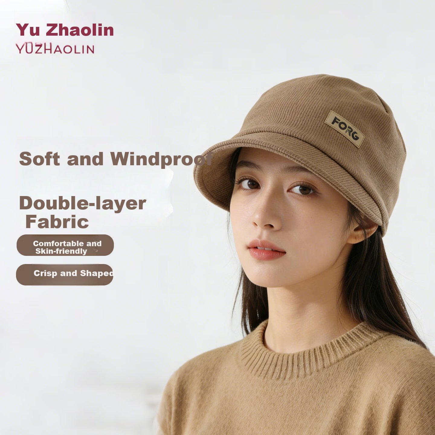 Yuzhaolin Women's Four-Season Windproof Warm Duckbill Headwrap Hat Brown