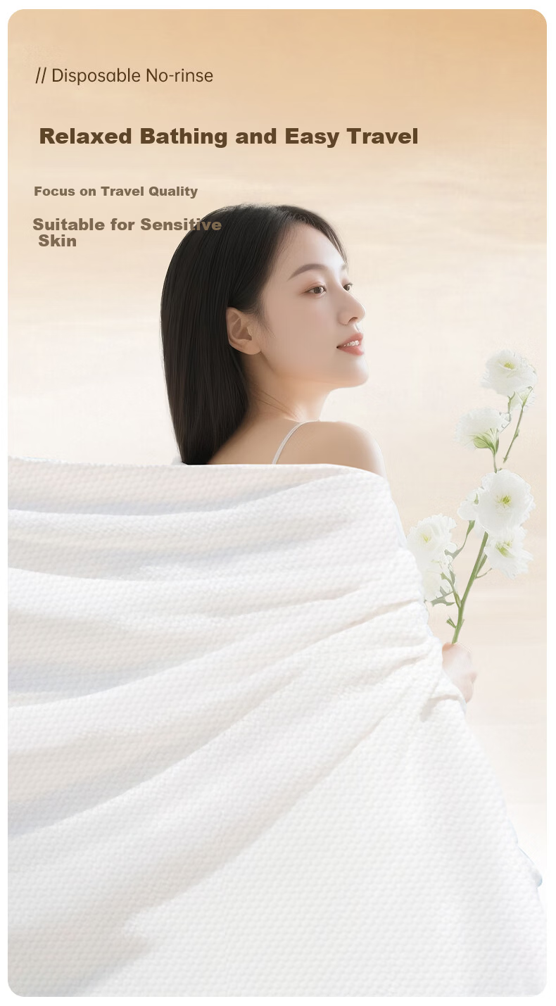 MUJI Travel Disposable 3-Piece Set Single Bed Sheet Duvet Cover Pillowcase Thickened Anti-Dirt Travel Supplies Hotel Peach Rabbit 7