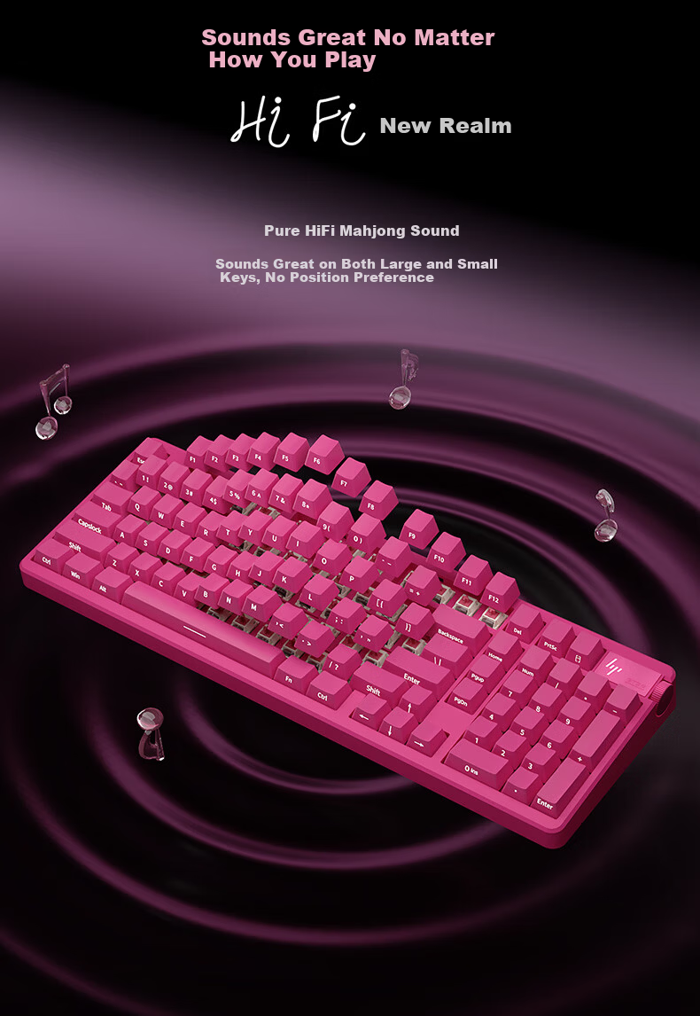 HP GT98 Mechanical Keyboard Wireless Wired Bluetooth Tri-Mode Gasket Customizable Gaming Keyboard Office Computer Starry Black Jade Switch 10