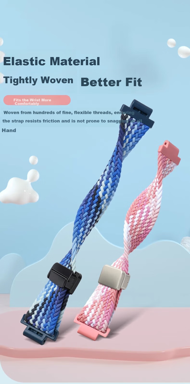 Shixian Magnetic Metal Buckle Woven Watch Strap for Xiaotiancai Z11/Z10/Z9/Youth Edition/Z8A/Z7/Z6P/N3/D3/Q2A/Q1R Nebula Pink 3