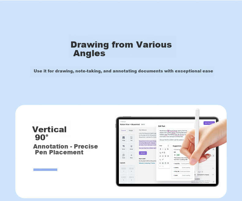 B.O.W Universal Stylus Pen for Huawei Xiaomi Apple Tablets, MatePad 11, Capacitive Pencil, Touch Pen for Drawing and Editing, Magnetic Bluetooth Digital Pen for Vivo 8