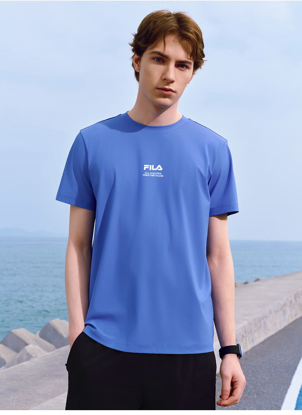 FILA Official Men's Knitted Short Sleeve Shirt 2026 Summer Fitness Sports Basic Moisture-Wicking Quick-Dry T-Shirt 30