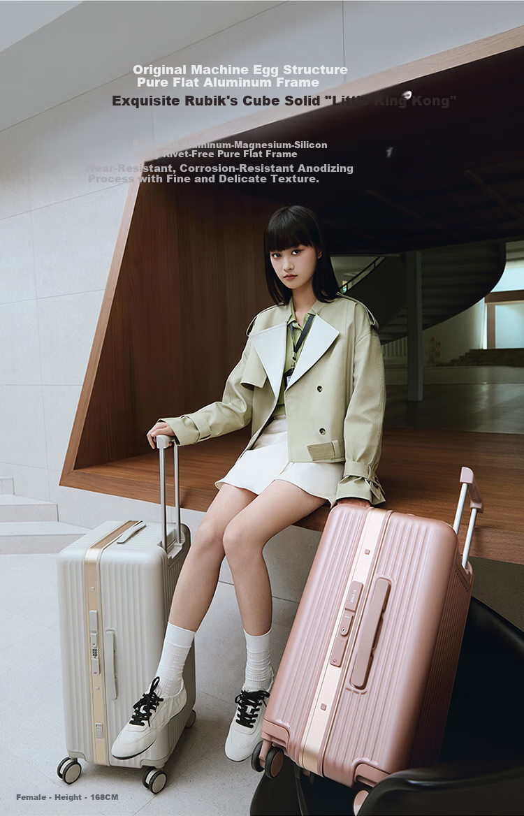 Kala Sheep x Jin Nang Mirror Large Flat Frame Aluminum Frame Cube Luggage 20-inch Carry-on Trolley Suitcase Unisex 4