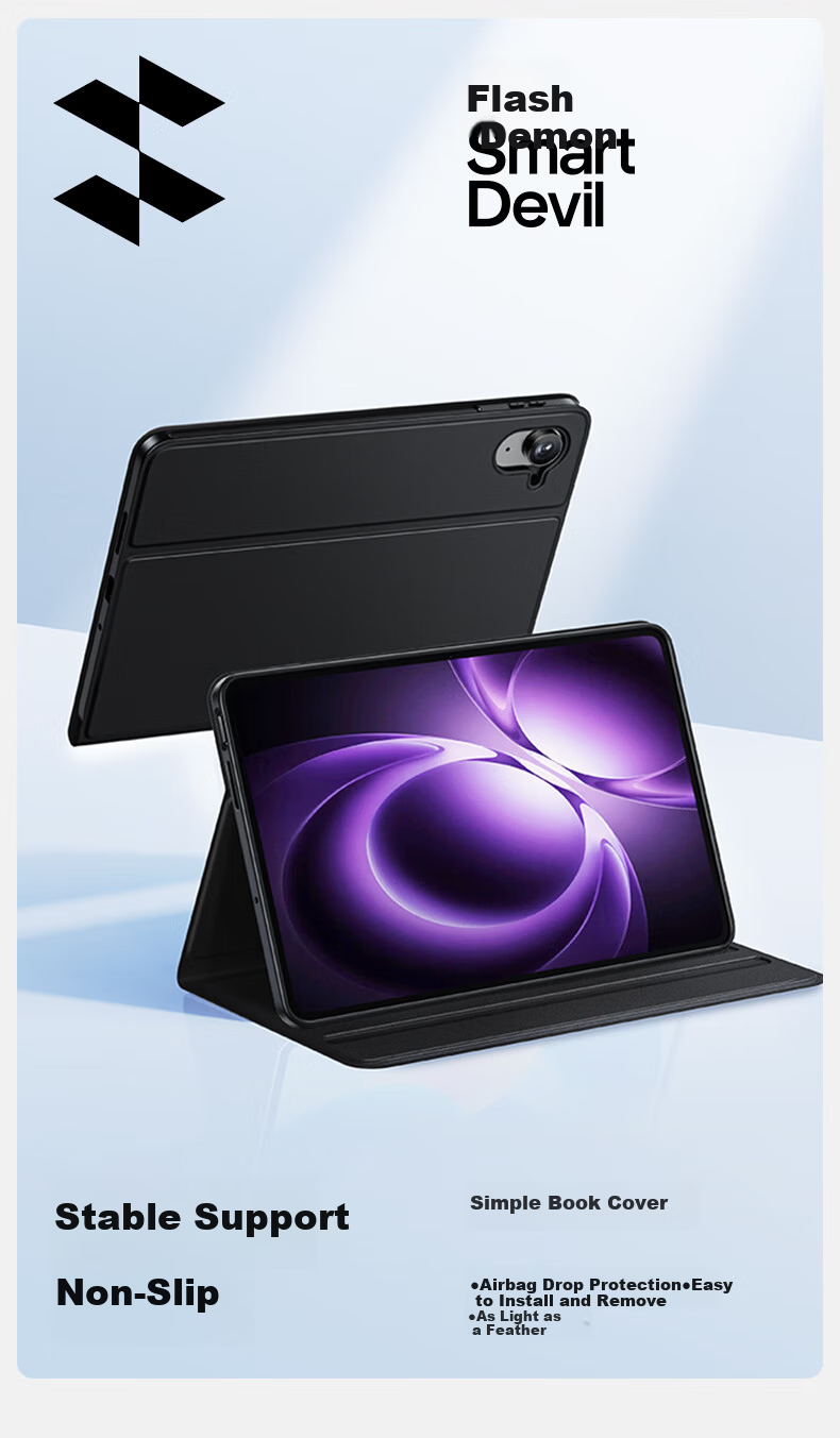 SmartDevil Compatible Redmi KPad Protective Case, Slim Kpad Cover, 360-Degree Rotating Full Coverage Universal Soft Case, Horizontal And Vertical Support Soft Shell, Black 2