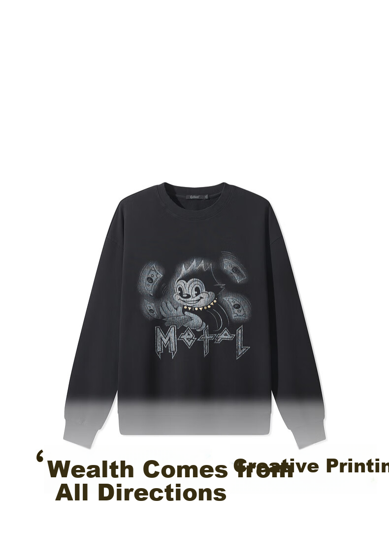 CABBEEN 365g Fish Scale Fabric Men's Sweatshirt Creative Patch Logo Design Casual Autumn Long Sleeve Sweatshirt 3