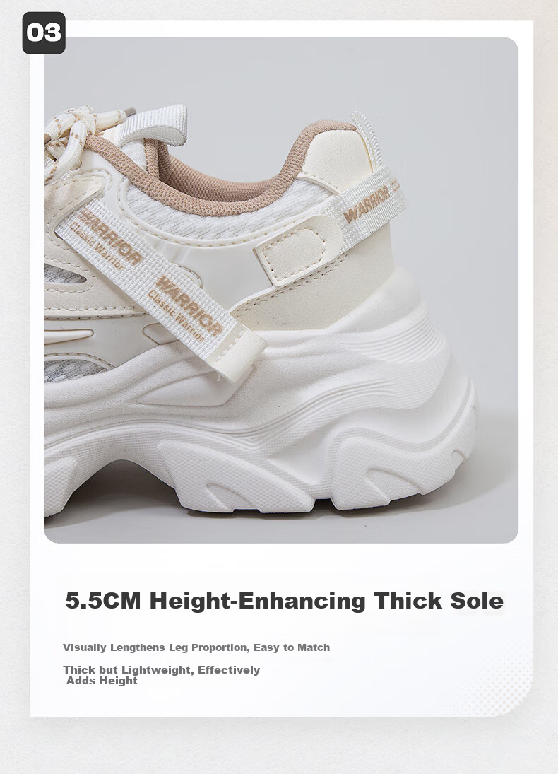 Warrior Official Women's Dad Sneakers Comfortable Versatile Casual Shoes Micah Khaki Size 39 [Order One Size Up for Wide Feet] 8
