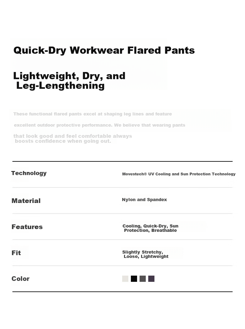 Jiaonei [Liu Haocun Same Style] Liangpi 504Cool Pro Women's Quick-Dry Flared Sun-Protective Workwear Casual Pants 1