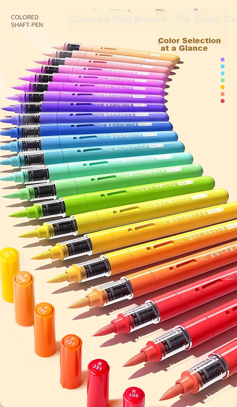 Shuxing Direct Liquid Acrylic Marker Soft Tip 48 Colors Washable Watercolor Pen Set 24pcs Kids Student Art Supplies Non-bleeding Layerable Drawing Pens 6