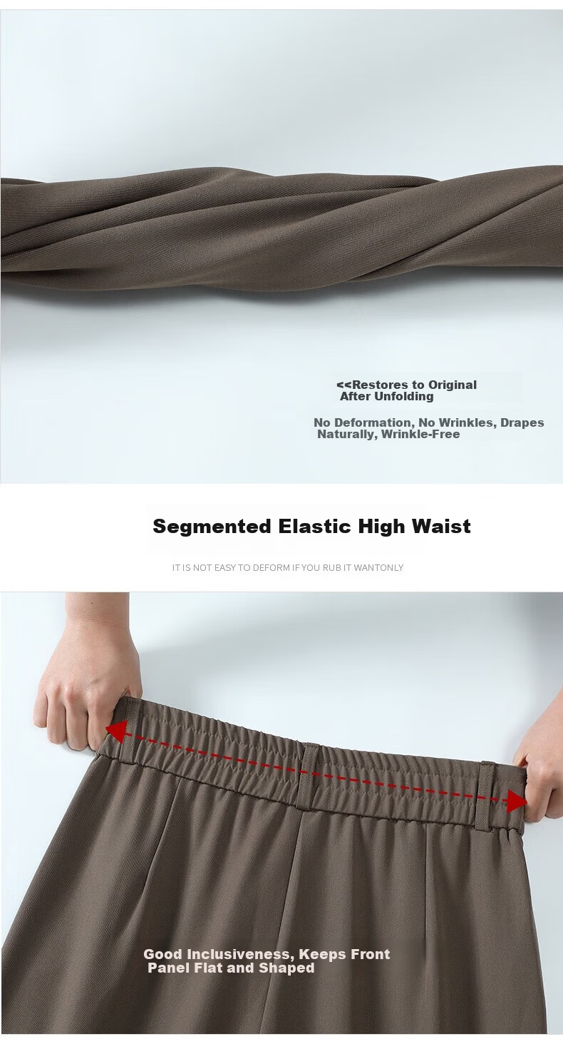LangSha High-Waisted Dress Pants for Women, Lightweight for Spring And Autumn, Draping Straight-Leg Slimming Trousers, Loose Casual Wide-Leg Pants 11