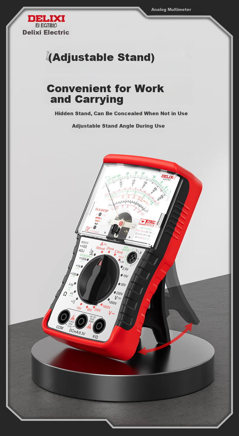 DELIXI ELECTRIC Pointer Multimeter Smart Anti-Burn Voltage Current Meter Internal Magnetic Mechanical Universal Meter Home Electrician S471P 4