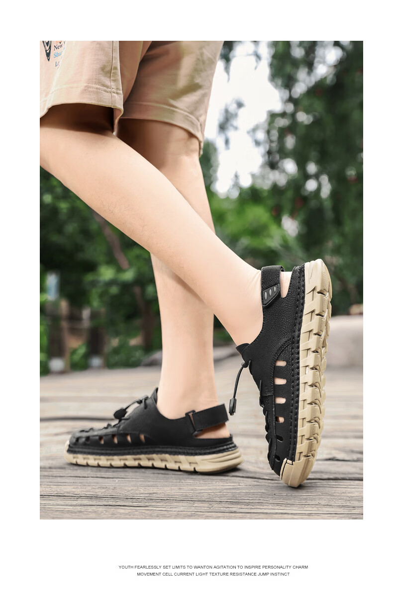 MULINSEN Mulinsen Men’s Outdoor Hiking Sandals Beach Slip-On Hollow Breathable Shoes 26803 15