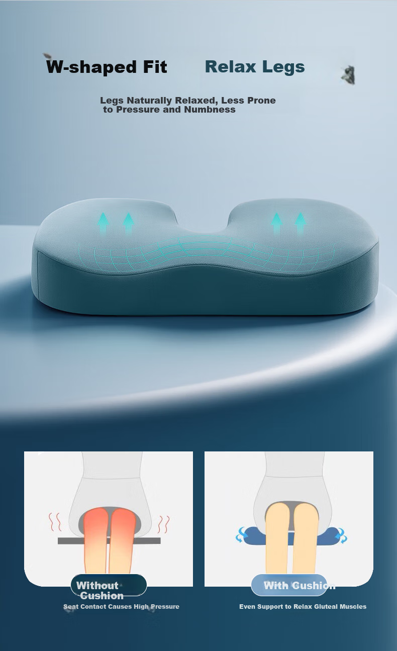 Howtreats Memory Foam Seat Cushion for Office and Car, Coccyx Pressure Relief Cushion for Long Sitting 5