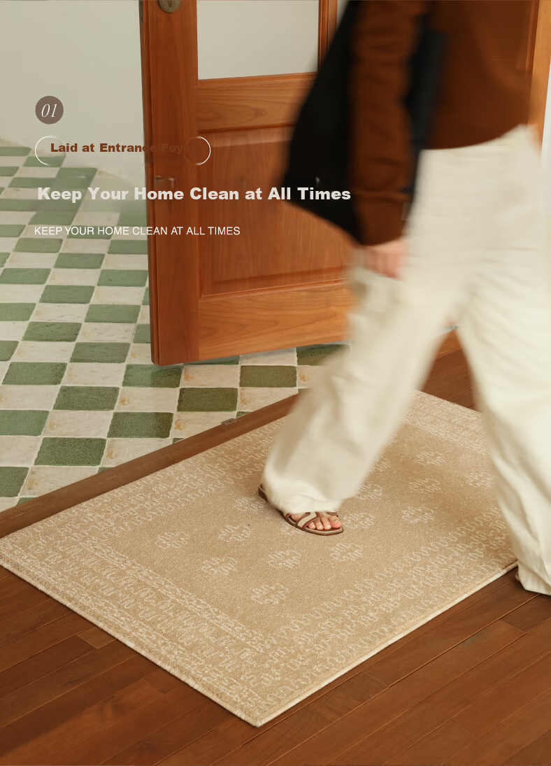 Saibosi Beautiful Champagne Gold Lucky Woven Entrance Mat, French-Style Non-Absorbent Hallway Doormat, Foot Mat for Entryway, 80X120CM 8