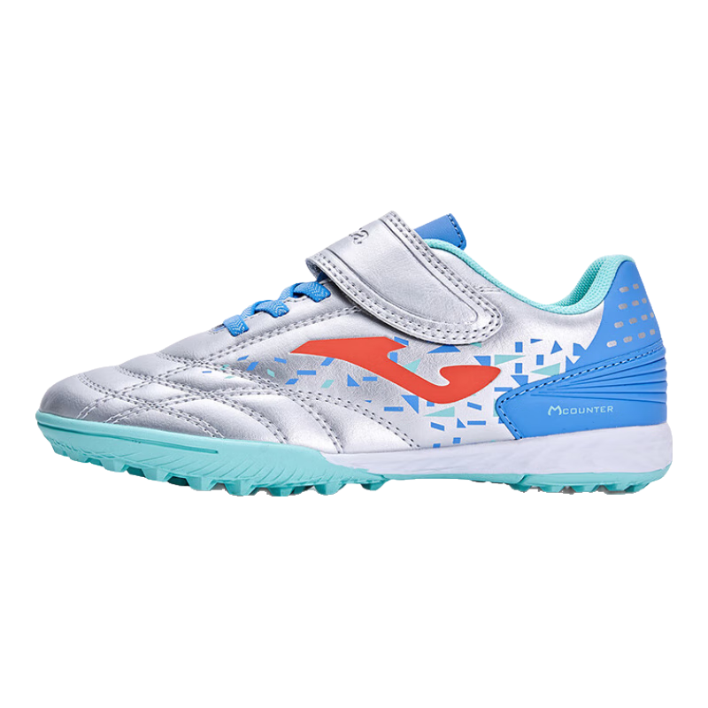 JOMA Children's Soccer Shoes, TF Turf Studs, Youth Elementary School Students, Artificial Grass Field Soccer Training Shoes, Silver Lake Blue, Size 29