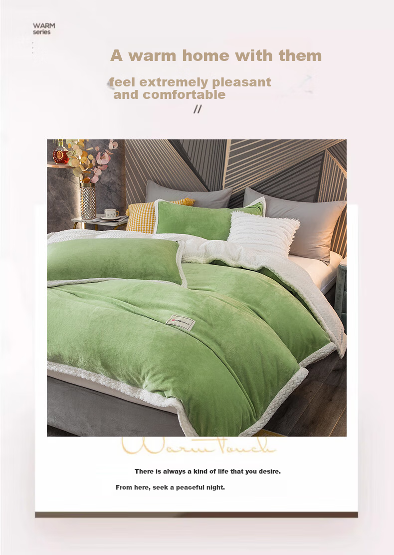 Grace Baby Velvet Quilt Cover Autumn Winter Thickened Single Student Dormitory 180*200cm Green 2