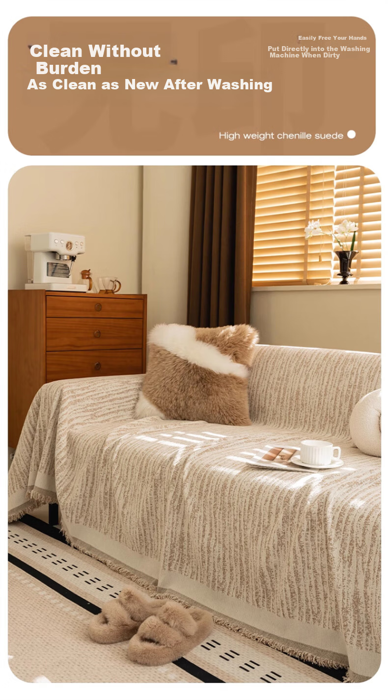 MUJI Class A Baby Sofa Cover Full Coverage Four Seasons Non-Slip Sofa Slipcover Full Wrap Cushion 180*340 Champagne Coffee 14