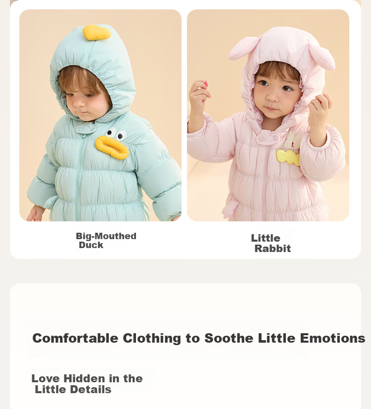 BALABALA Kids Lightweight Down Jacket Baby Outdoor One-Piece Winter Romper Toddler Clothes Boys Girls Cute 23
