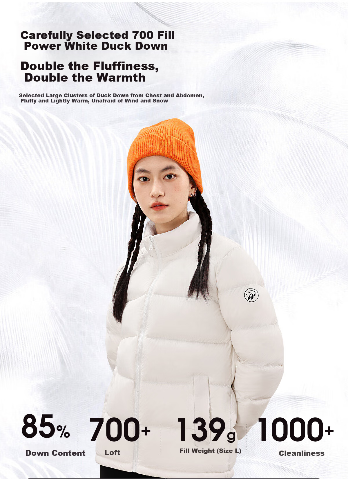 Panda Camel Series 3-in-1 Down Jacket Unisex Autumn Winter Outdoor Waterproof Mountaineering Coat 8170 Black XS 5