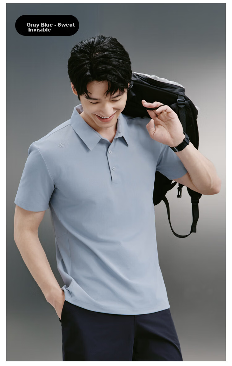 JD Original 300 Sun Protection Quick-Dry Summer Sports T-Shirt, Men's Polo Shirt, Casual Running Short Sleeve, Gray Blue - Upgraded Version, M 20