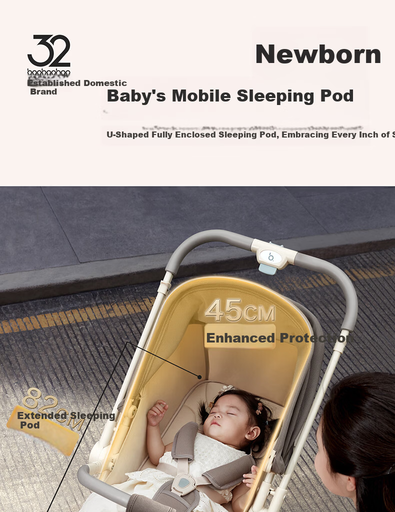BabyGood A12PLUS Caramel Milk Tea Lightweight Pocket Stroller One-Key Folding Sit and Recline Baby Stroller 0-3 Years 4
