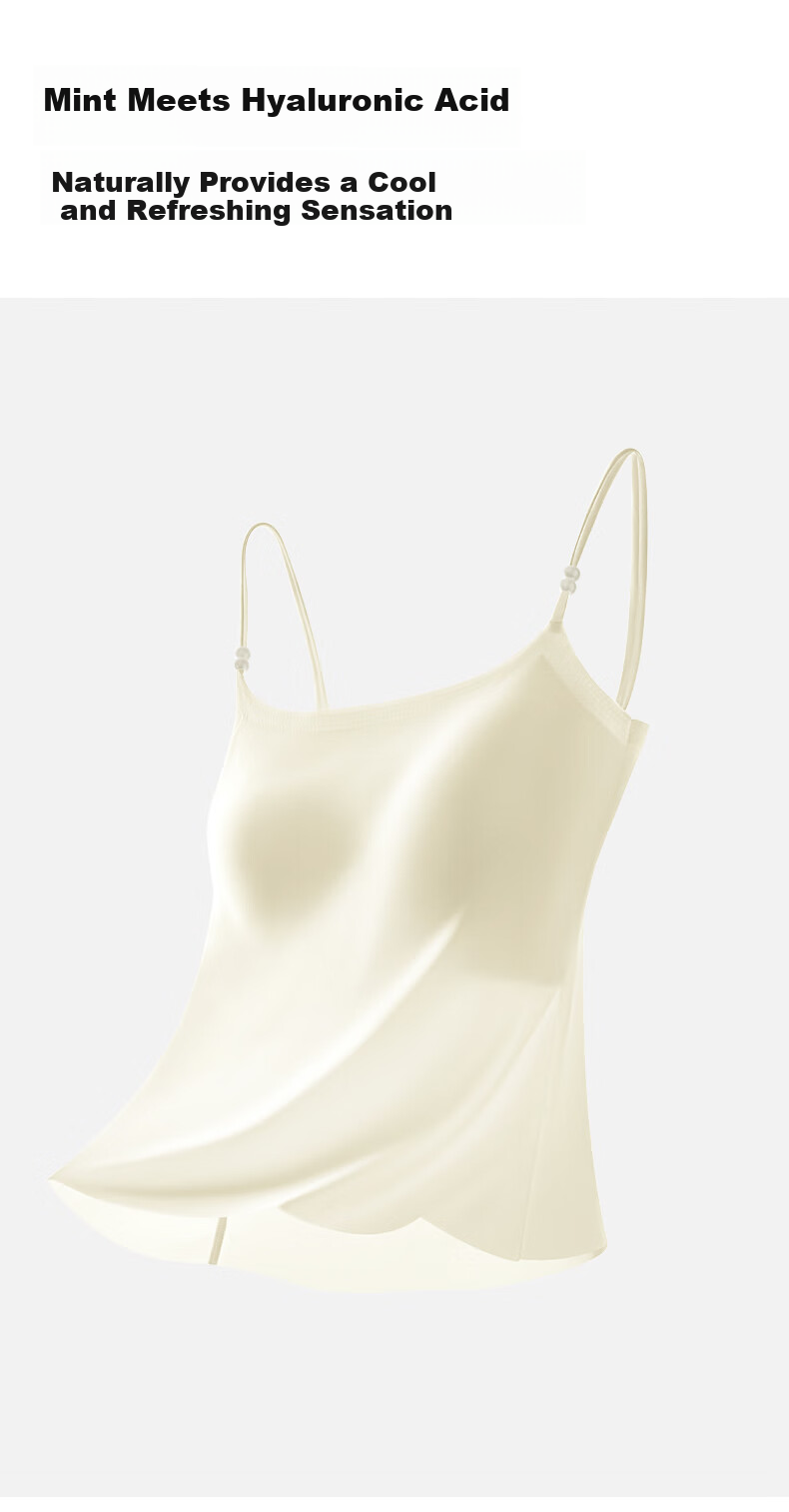 Herbal Original Color Women's Camisole Invisible Cup Back Beauty Base with Chest Pad Pearl Shoulder Straps Versatile Spring Summer Camellia Fragrance Gift 5