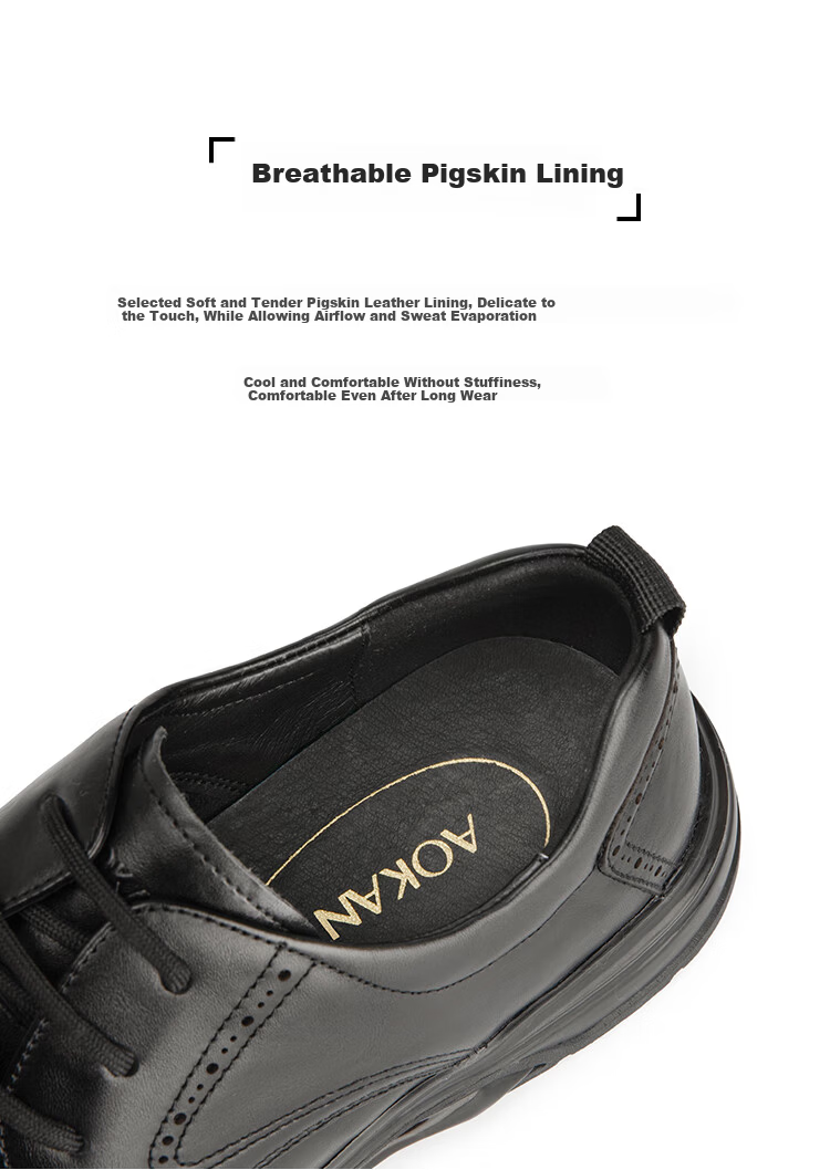 Aokang Men's Spring and Autumn New Casual Leather Shoes Men's Formal Shoes Soft Sole Comfortable Derby Work Shoes Single Shoes MT 2