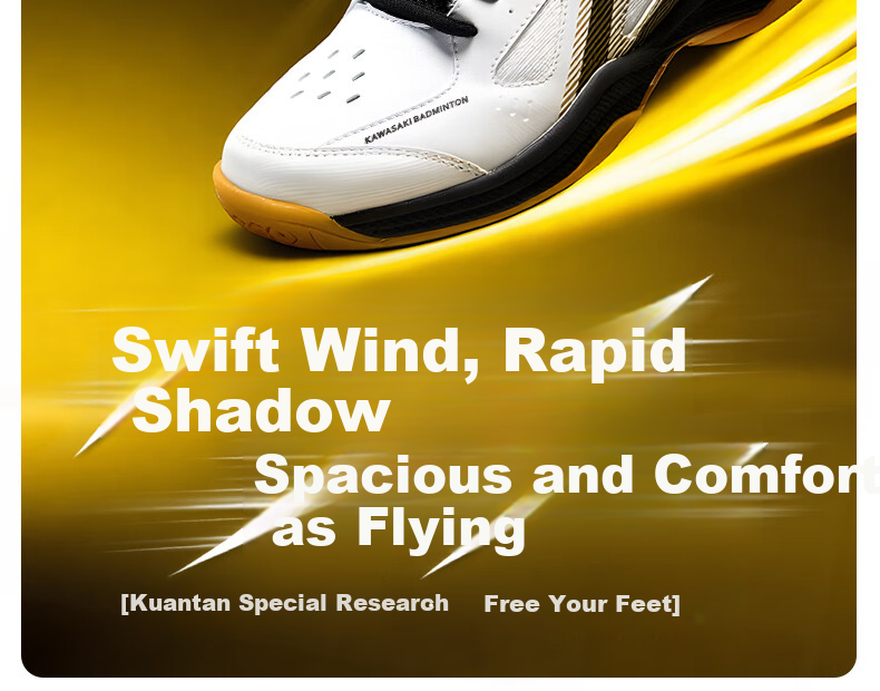 KAWASAKI Badminton Shoes Gale LITE Shock Absorption Wear-Resistant Non-Slip Running Training Sports Shoes D32035 White Gray Size 41 3
