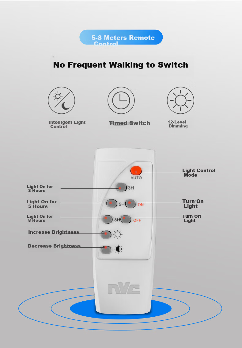 NVC Solar Outdoor Floodlight Waterproof Light Control Remote 750lm for 40㎡ 9