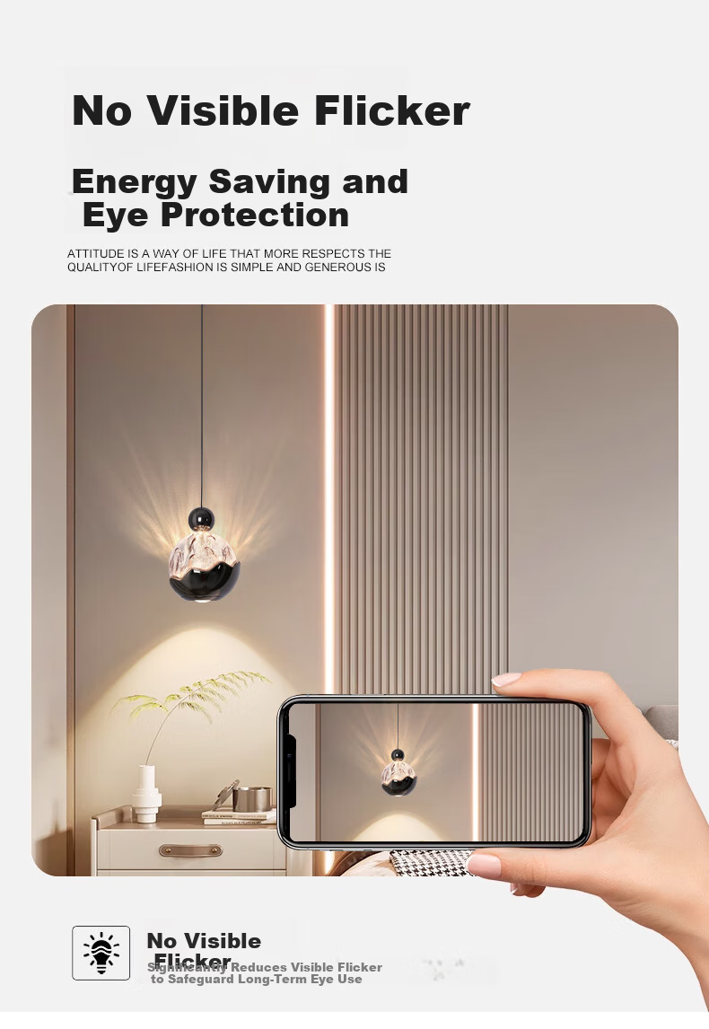 Dengling Bedroom Bedside Small Pendant Light Italian Light Luxury High-End Snow Mountain Neutral Light 4000K Ambient Pendant Wire Light 9