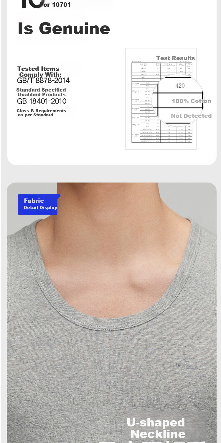 HLA Men’s Cotton Sleeveless Vest, Breathable Basic Thin Undershirt, 2-Pack 7