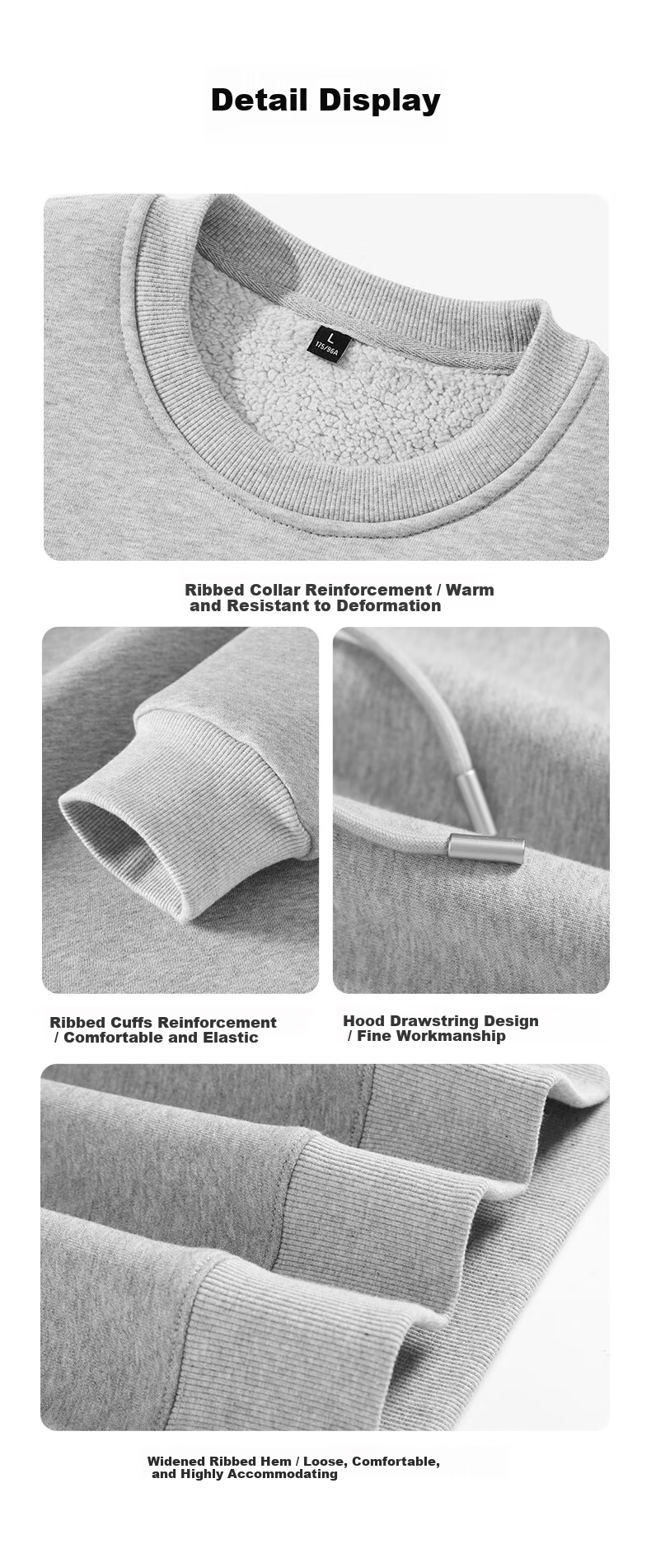 JEANSWEST LIFE Men's Thickened Fleece Winter Sweater Chinese Style Inner Wear Round Neck Heavy Lamb Wool Warm Jacket 18