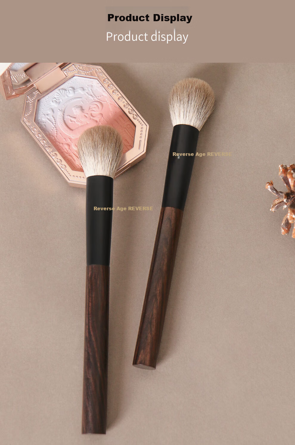REVERSE Sandalwood T71 Round Head Blush Highlighter Brush Animal Hair Ultra-Soft Makeup Brush for Beginners 10