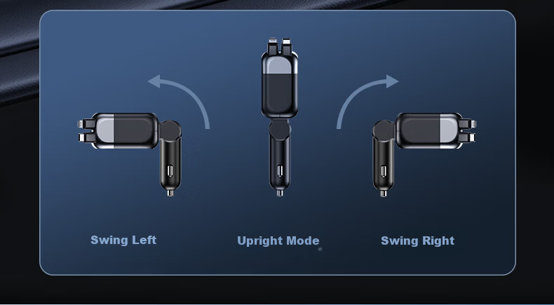 Newsmy Car Charger Super Fast Charging with Retractable Cable Multi-Function 3-in-1 Cigarette Lighter Adapter Car Charger 26