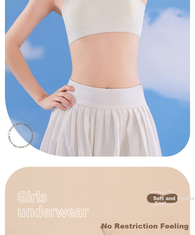 Free Style Developmental Period Girls' Underwear Junior High School Student Puberty Bra Seamless Invisible Ultra-Thin Girls' Vest 16