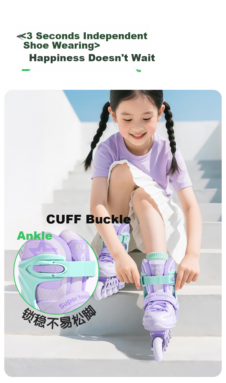 Little Champion Kids Adjustable Roller Skates for Ages 6-12, Full Flashing, Size Adjustable, New 2026 Upgrade, Pink L 9