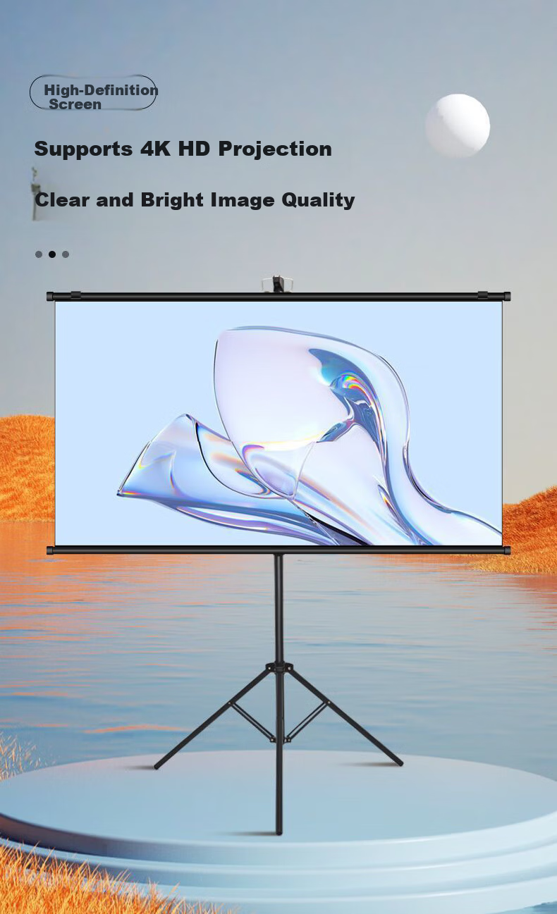 Ganyi HD Portable Stand Projection Screen White Fiberglass C100 100-inch 16:9 for All Lumen Projectors Outdoor Camping Travel Party 5