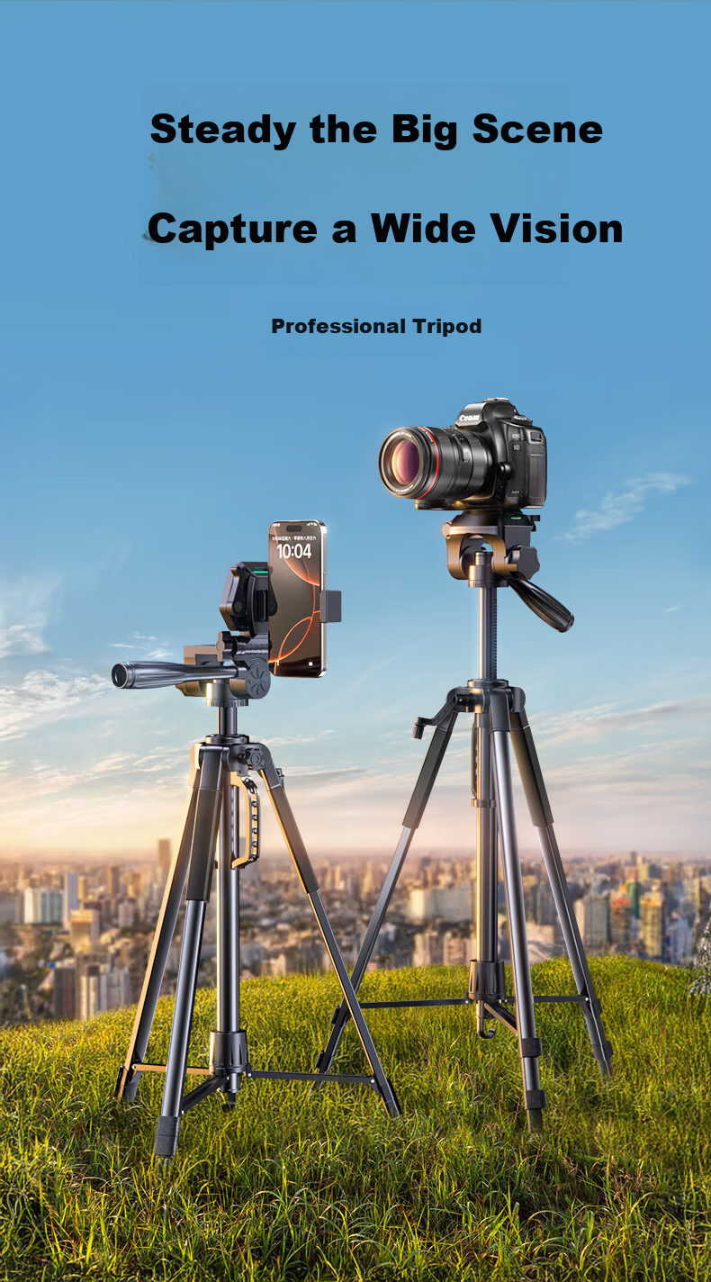 Lingchen Tripod Camera Stand DSLR Mirrorless Sony Canon Phone Live Streaming Photography Tripod Outdoor Portable 3D Pan Head Professional Stable Anti-Shake Stand 1.8m 3