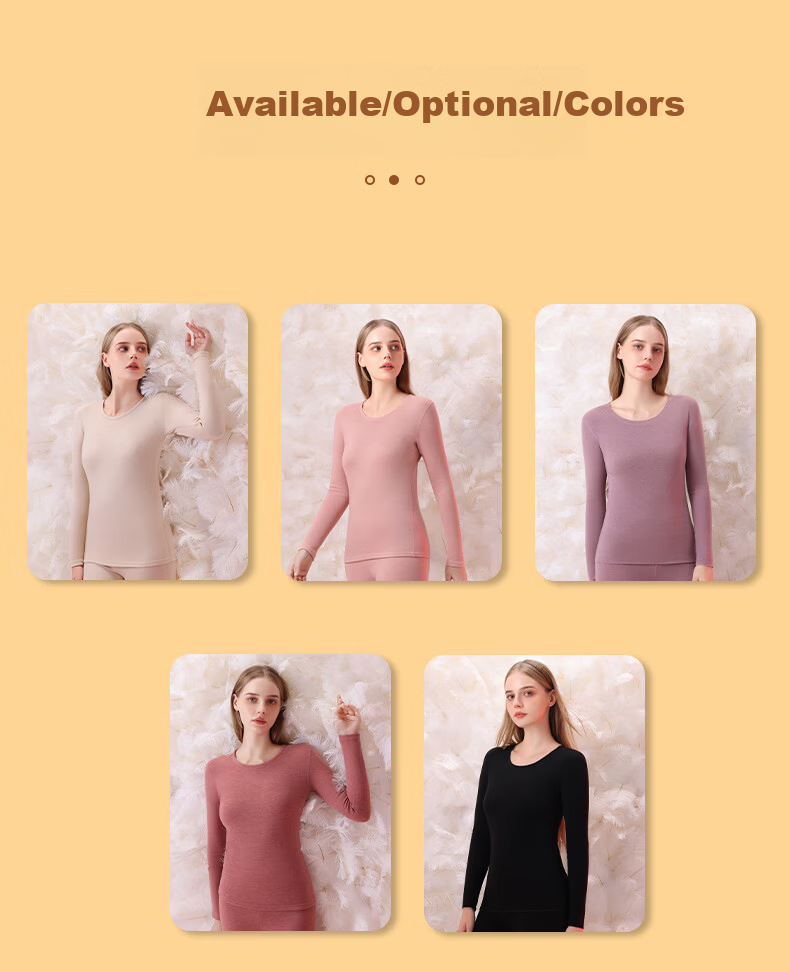 Yaya Women's Thermal Underwear Set 300g Goose Down Tencel Fleece Thickened German Velvet Heat Retaining Seamless Base Layer Autumn Top and Bottom 14