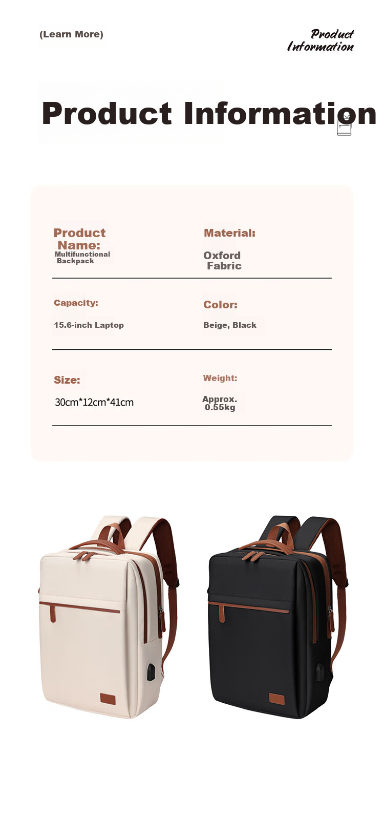 Biyoumei Large Capacity Casual Business Commuter Laptop Backpack for Women 11