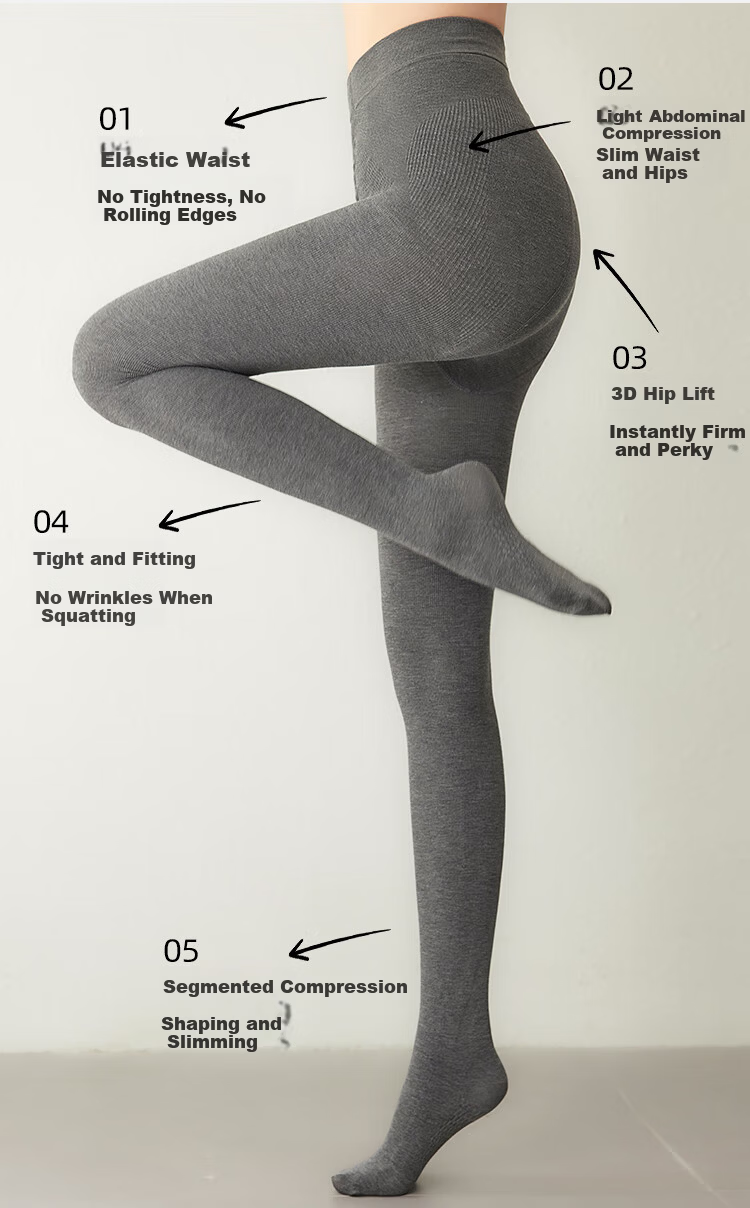 Ordifen Women's Wool Leggings Autumn Winter Solid Color Hip-Lifting Tummy Control Footed Slim Fit New Tights 3