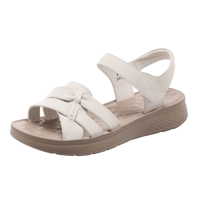 Red Dragonfly Women's Leather Breathable Soft Sole Non-Slip Comfortable Sandals WTK265361 Off-White Size 38