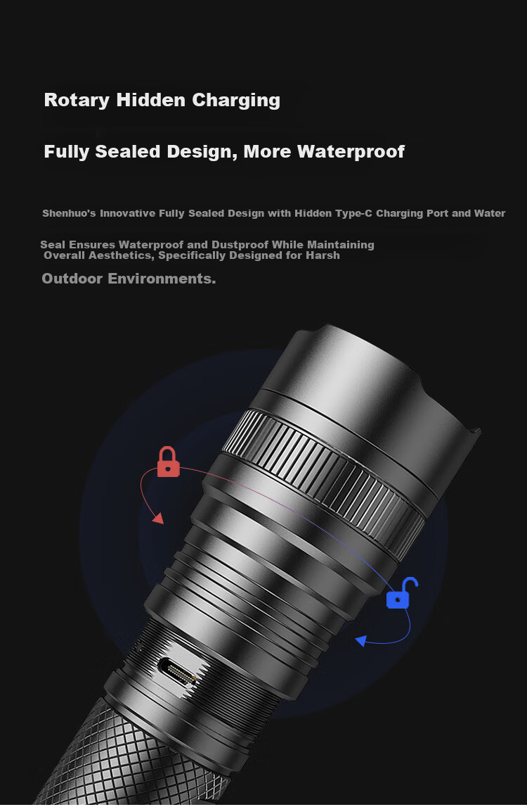 SupFire High Brightness Tactical Flashlight Long Range Long Battery Life Military Outdoor Survival Industrial Lighting 200000 Lumens 3