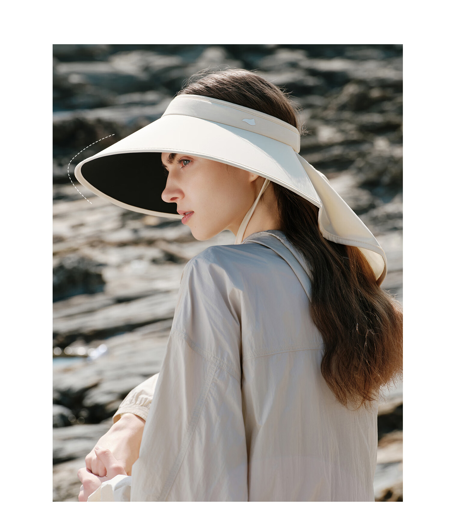 FANCET Women's Summer Wide Brim Face and Neck Cover Sun Hat UV Protection Black Coated Heat Insulation Open Top Sunshade Hat 8