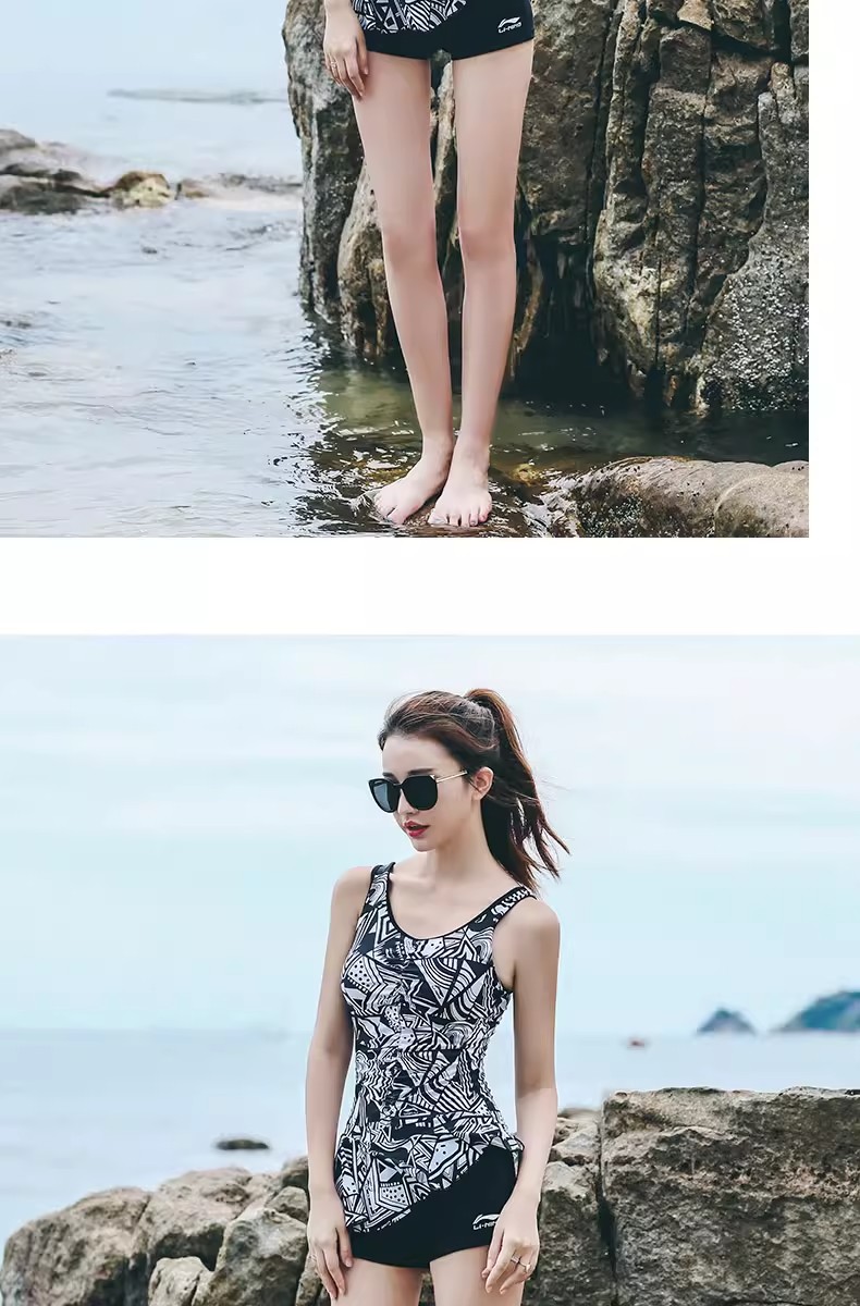 LI-NING Women's Adult Training Swimwear 2026 New High-End One-Piece Swimsuit for Hot Springs, Tummy Control, Slimming, Plus Size 7