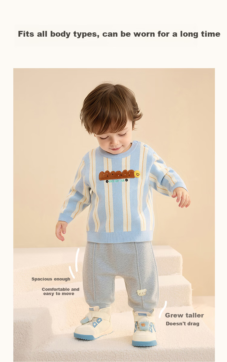 Balabala Kids Pants Boys Girls 2026 New Spring Autumn Baby Warm Casual Sports Cartoon Trendy Pants 2