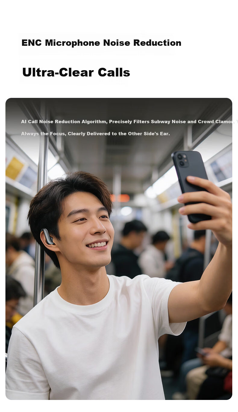 HP Open Ear S Sports Bluetooth Earphones Ear-Hook Running Waterproof Bone Conduction Long Battery Life Bluetooth 6.0 Gaming Music Android Apple Universal Night Black 8