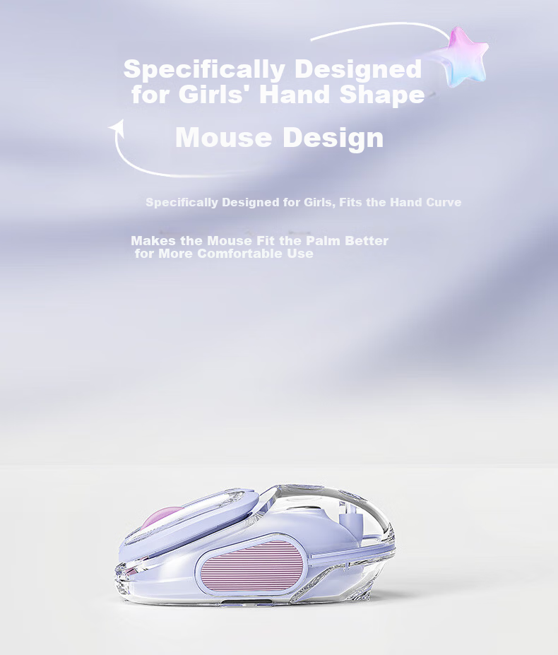 EWEADN Q9 Mini Potato Wireless Bluetooth Dual-Mode Transparent Gaming Mouse Rechargeable Lightweight RGB Lighting for PC Laptop Pink Foundation 10