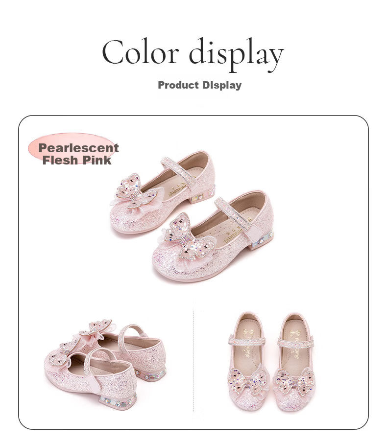 Fulomi Girls Princess Shoes Spring Autumn Children's Sequin Crystal Flats Performance Dress Shoes Light Gold Size 30 11