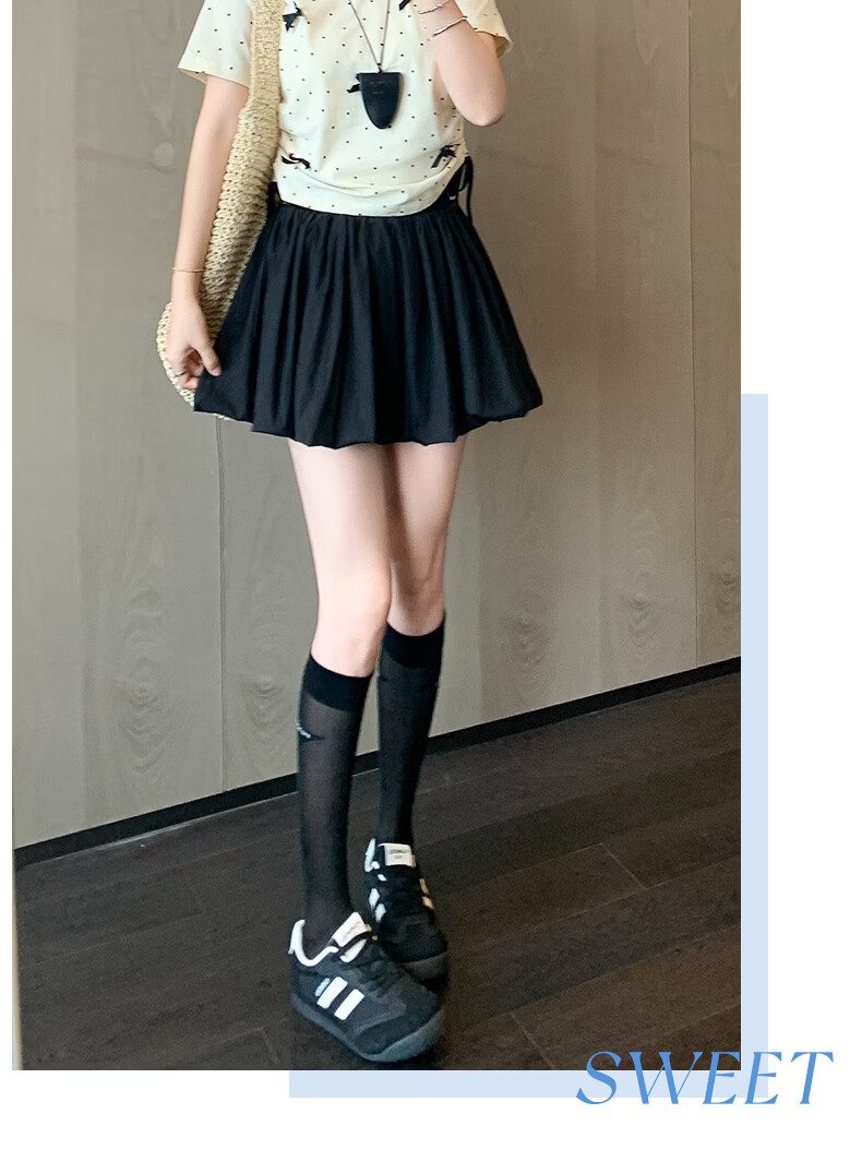 Langsha Bud Short Skirt Women's Spring Summer Sweet Slim A-Line Anti-Exposure Puff Cake Lantern Skirt 13