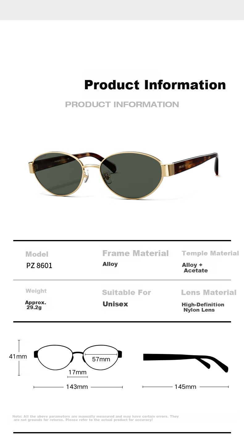 PARZIN Polarized Sunglasses Women 2026 New Vintage Style Relaxed Fit Sun Protection Driving Sunglasses Men PZ8601 8